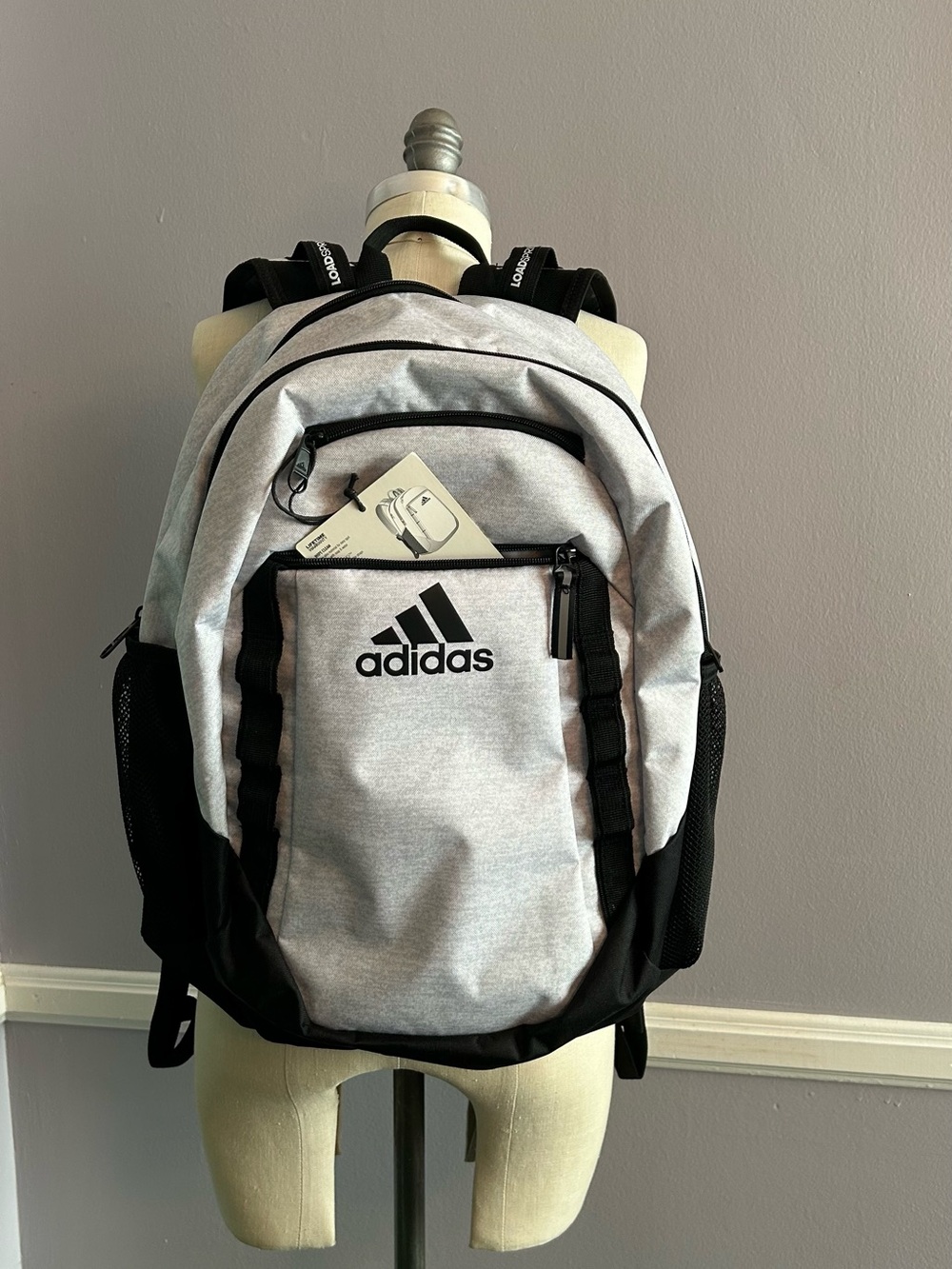 Adidas Excel 6 Light Gray and Black Unisex Backpack NEW